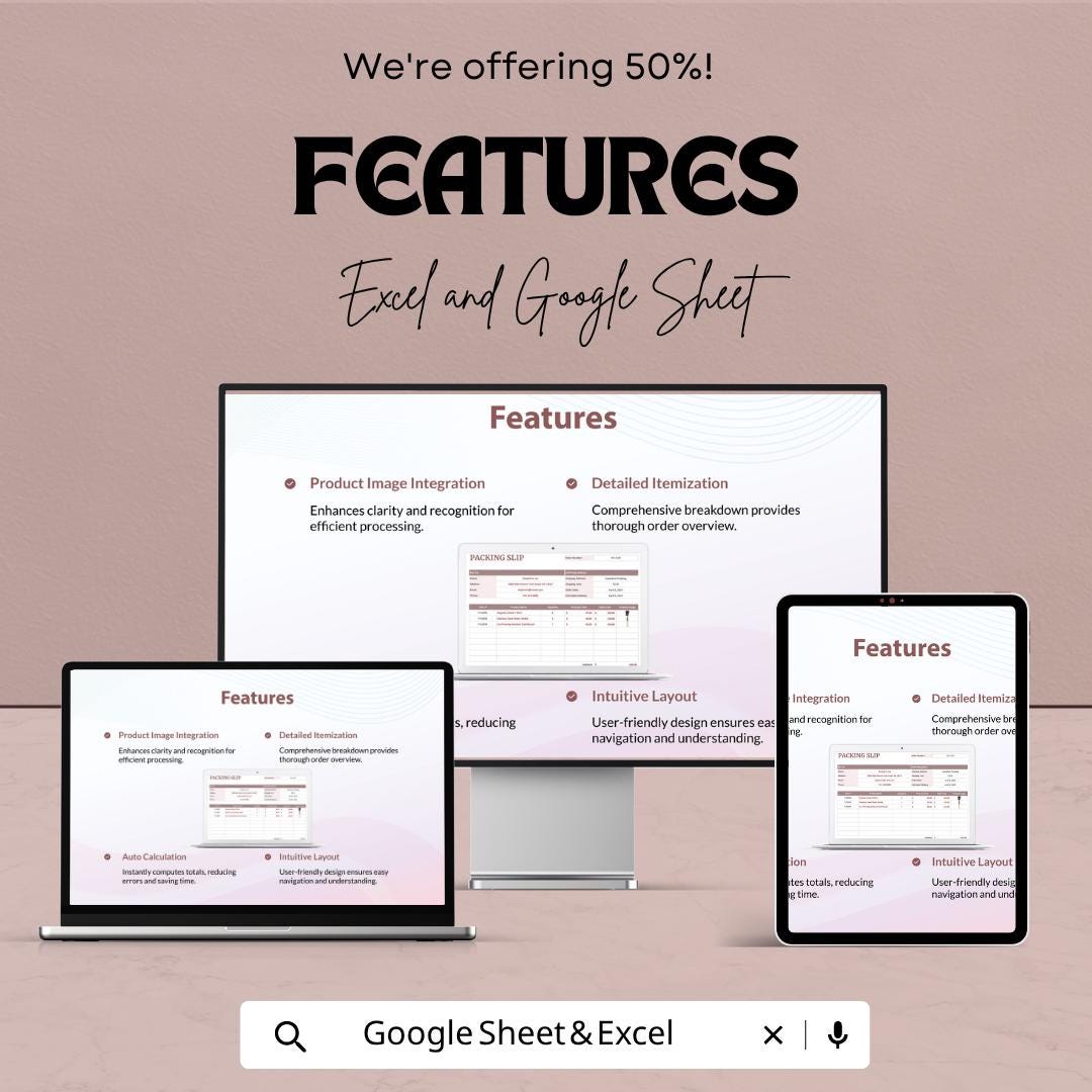 Packing Slip Template with Product Images | Order Management Spreadsheet | Invoice & Packing List | Small Business Tool