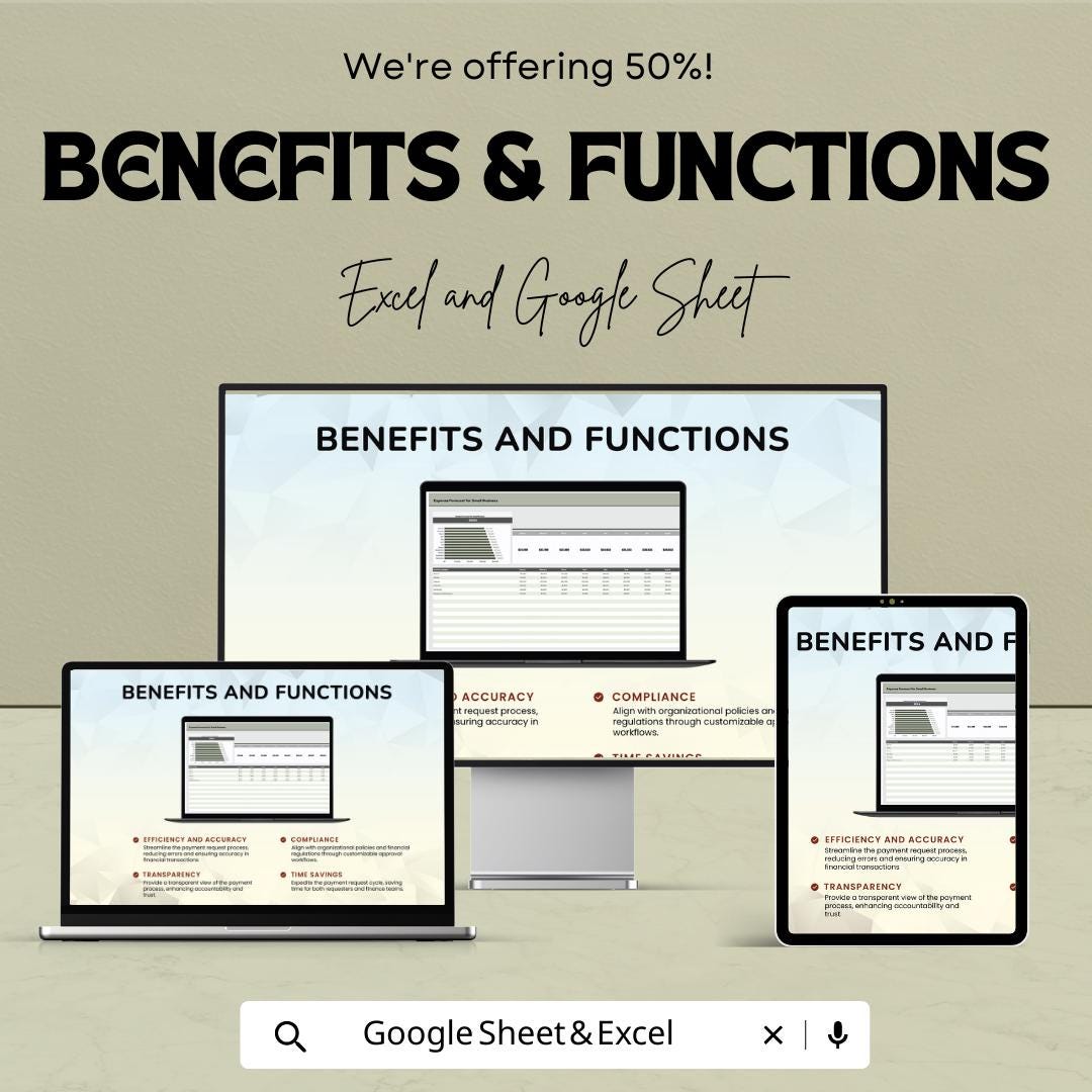 Expense Forecast for Small Business Template | Excel and Google Sheets Expense Planner | Monthly & Yearly Budget Forecast Spreadsheet