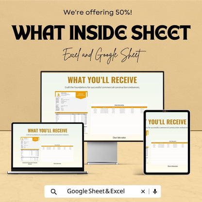 Commercial Construction Estimate Template Excel | Contractor Bid Template | Construction Cost Estimator | Proposal Spreadsheet |