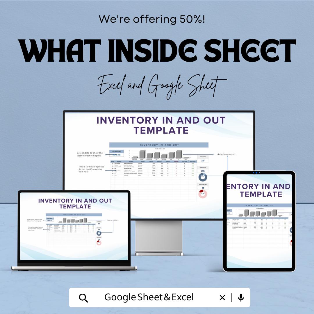 Inventory In and Out Template | Stock In Stock Out Spreadsheet | Excel & Google Sheets Inventory Tracker | Inventory Movement Log