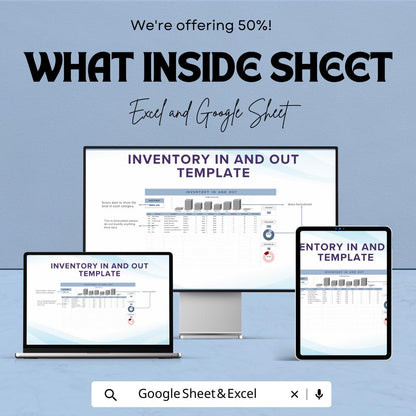 Inventory In and Out Template | Stock In Stock Out Spreadsheet | Excel & Google Sheets Inventory Tracker | Inventory Movement Log