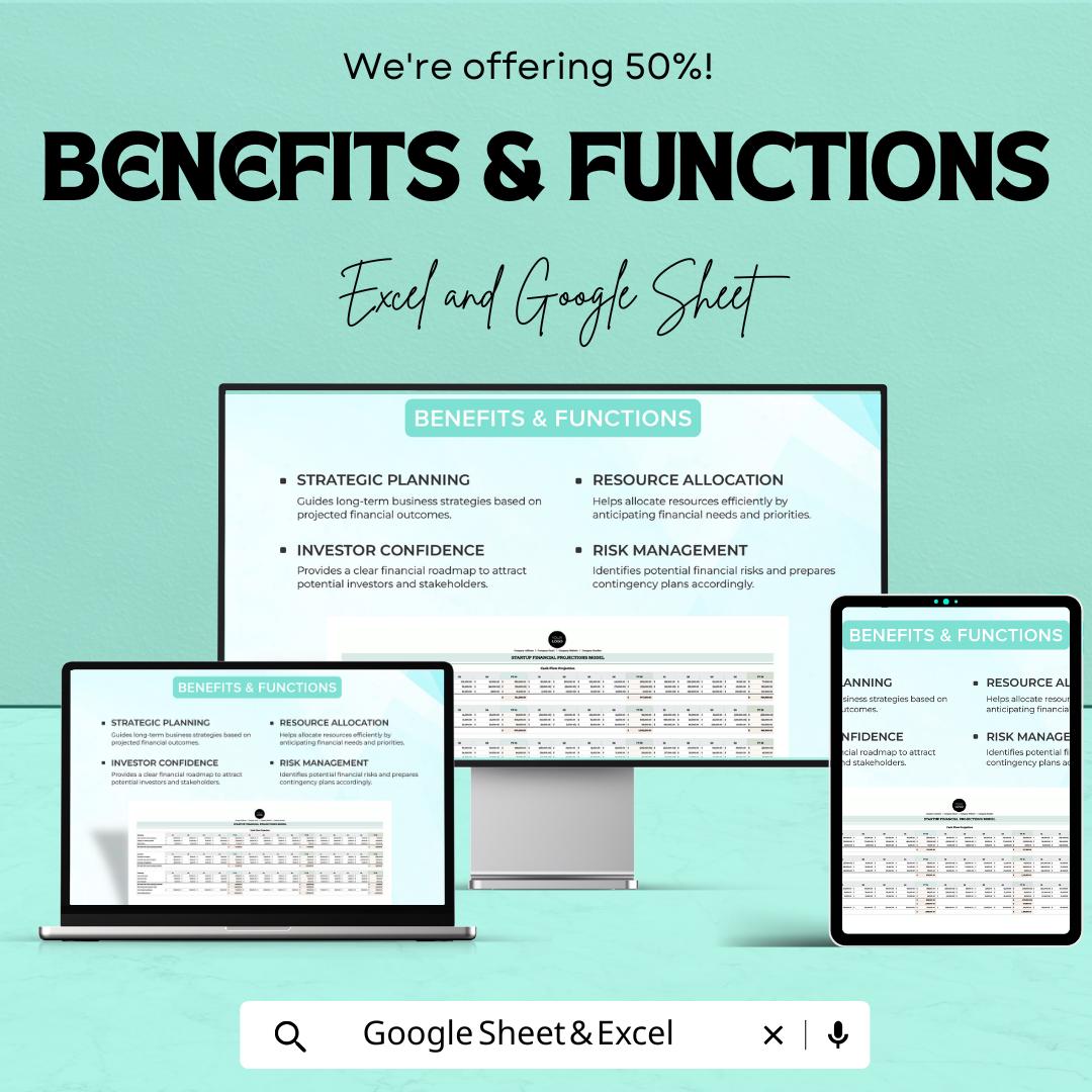 Startup Financial Projections Template | Excel & Google Sheets | Financial Forecast Model | Business Financial Planning Spreadsheet