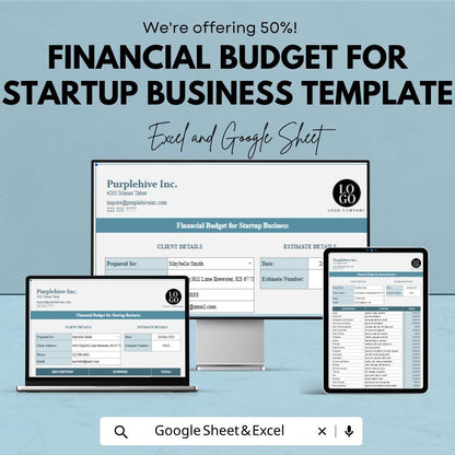 Financial Budget for Startup Business Template | Startup Budget Spreadsheet | Business Financial Planner | Excel & Google Sheets |