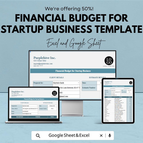 Financial Budget for Startup Business Template | Startup Budget Spreadsheet | Business Financial Planner | Excel & Google Sheets |