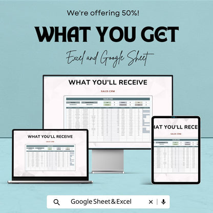 Sales CRM Template | Customer Relationship Manager | Sales Pipeline Tracker | Lead Management Spreadsheet | Excel & Google Sheets