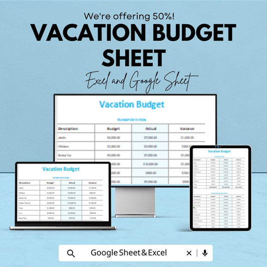Vacation Budget Sheet | Travel Expense Tracker | Google Sheet & Excel | Trip Planner for Family, Solo, or Group Travel Budgeting