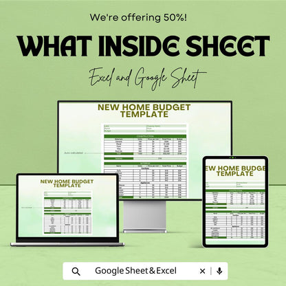New Home Construction Budget Sheet | Google Sheets Template | Track Material, Labor & Interior Costs | Budget Planning for Your Dream Home