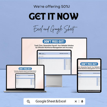 Timesheet Calculator Sheet | Payroll & Work Hour Tracker in Excel and Google Sheets