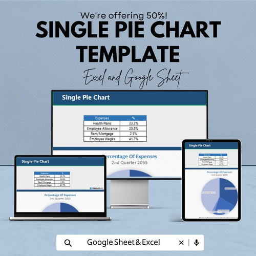 Single Pie Chart Template | Excel & Google Sheets Chart | Data Visualization Template | Business Report Chart | Expense Analysis Sheet