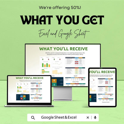 SWOT Analysis Template | Excel & Google Sheets | Business Strategy Planner | SWOT Matrix Dashboard | Strategic Planning Tool