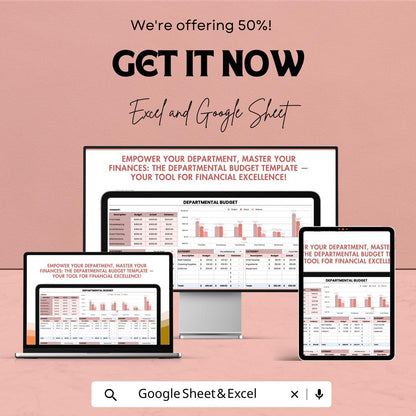 Departmental Budget Template | Excel and Google Sheets Expense Tracker | Business Budget Planner | Financial Management Spreadsheet |