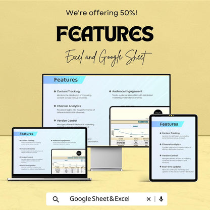 Marketing Content Distribution Tracker | Excel and Google Sheets Template | Social Media & Content Strategy Planner