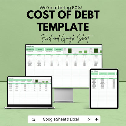 Cost of Debt Template | Debt Calculator Spreadsheet | Financial Analysis Tool | Cost of Borrowing Tracker | Finance Template