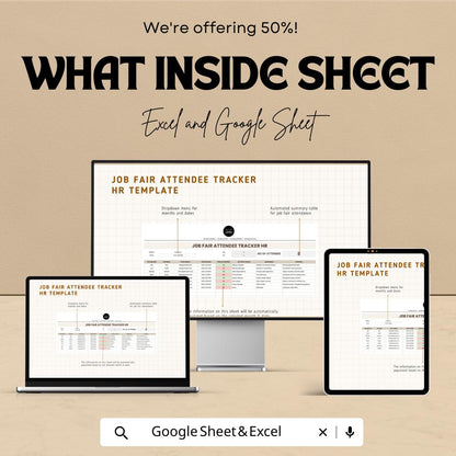 Job Fair Attendee Tracker HR Sheet | Excel & Google Sheets | Event Registration | Candidate Log | HR Spreadsheet | Instant Download