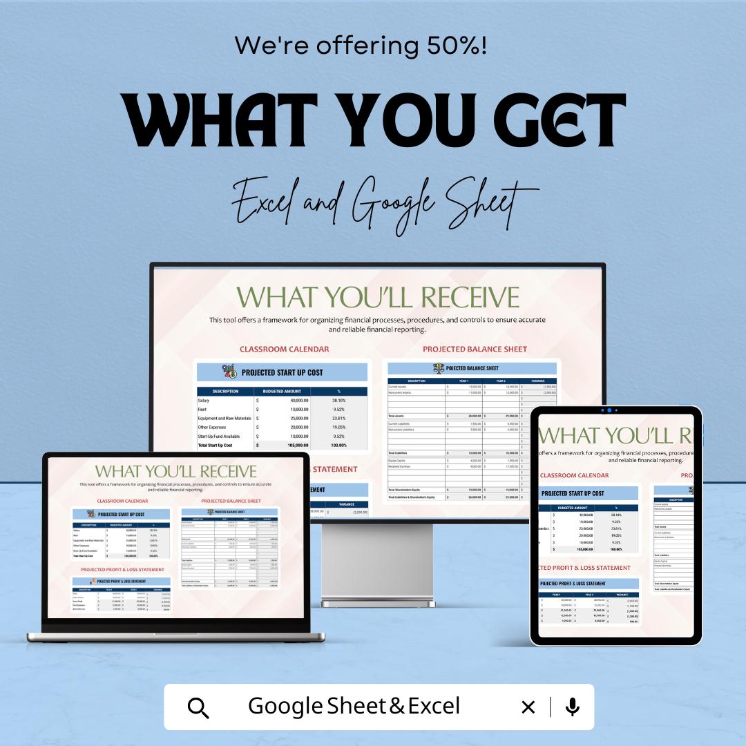 Accounting Plan Template | Financial Planning Spreadsheet | Startup Cost Planner | Budget & Profit Forecast