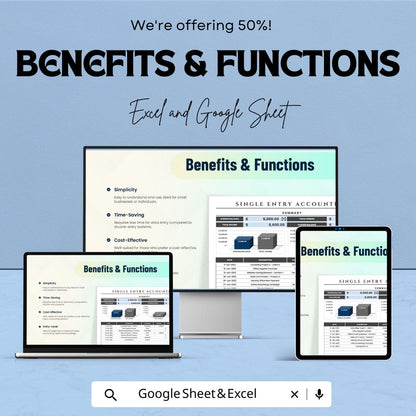 Single Entry Accounting Template | Simple Bookkeeping Spreadsheet | Income Expense Tracker | Small Business Accounting Sheet