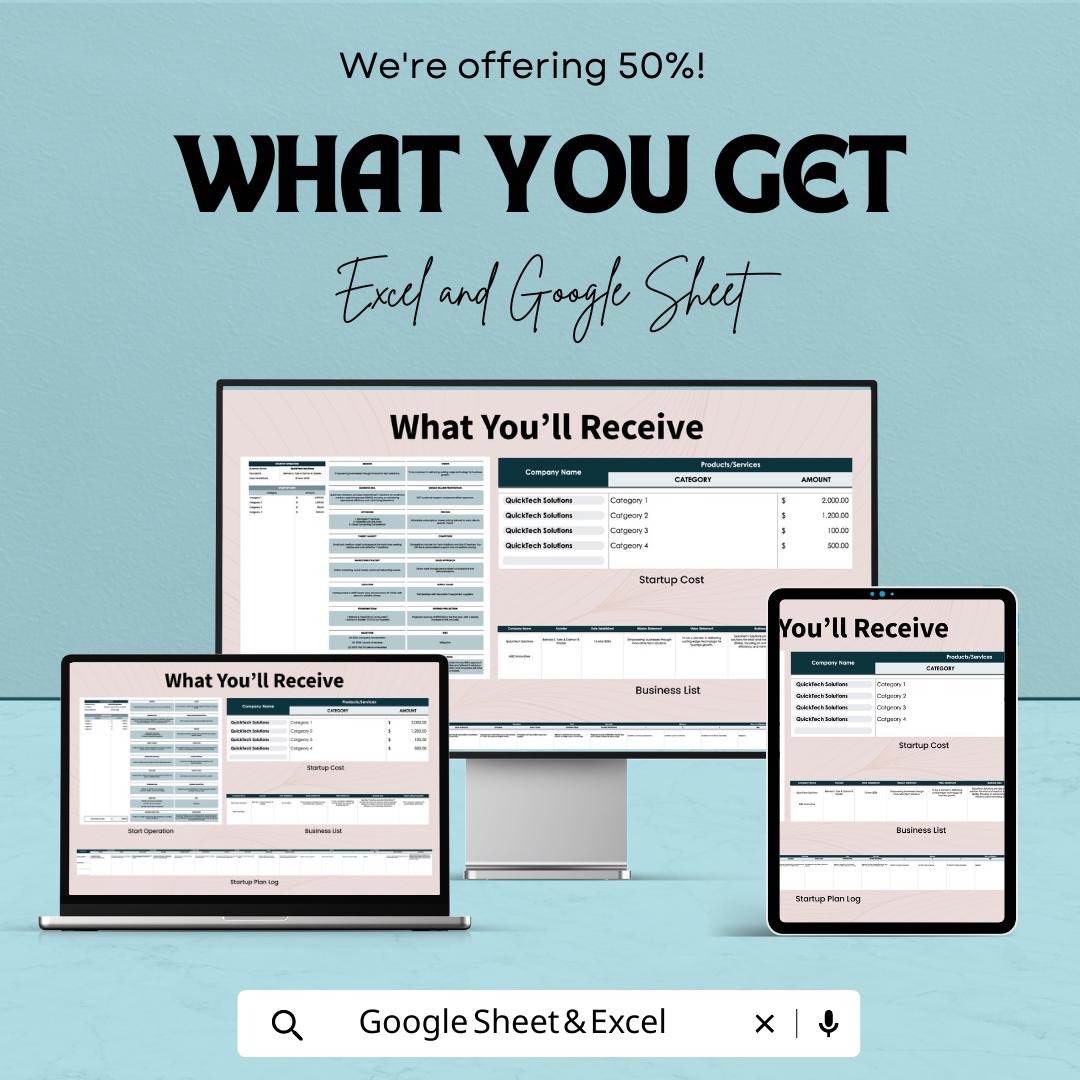 Startup Operation Template, Startup Planner Excel, Business Operations Sheet, Google Sheets Startup Plan, Startup Management Tracker
