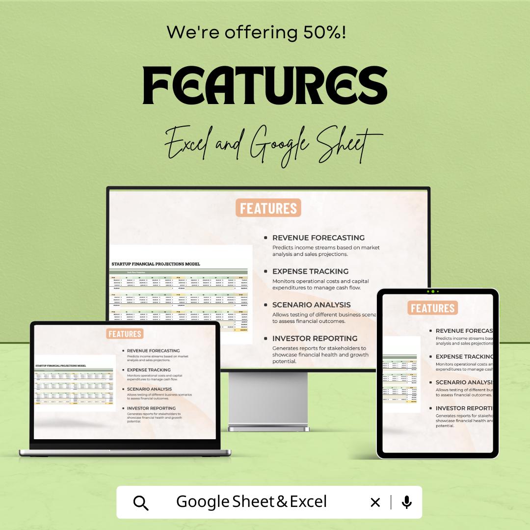 Startup Financial Projections Model Template | Financial Forecast Spreadsheet for Excel & Google Sheets | Investor Ready Model