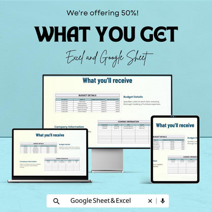 Furniture and Decor Budget Sheet | Excel and Google Sheets | Interior Expense Tracker | Home Renovation Budget Planner | Instant Download