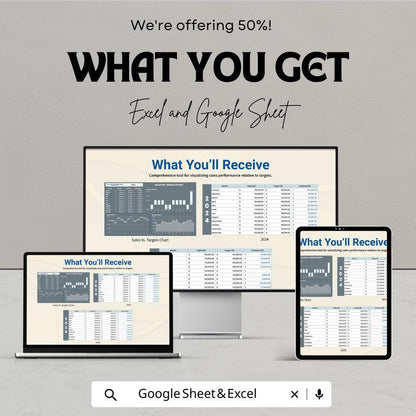 Sales vs. Targets Chart Template for Excel & Google Sheets - Track Sales Performance Easily