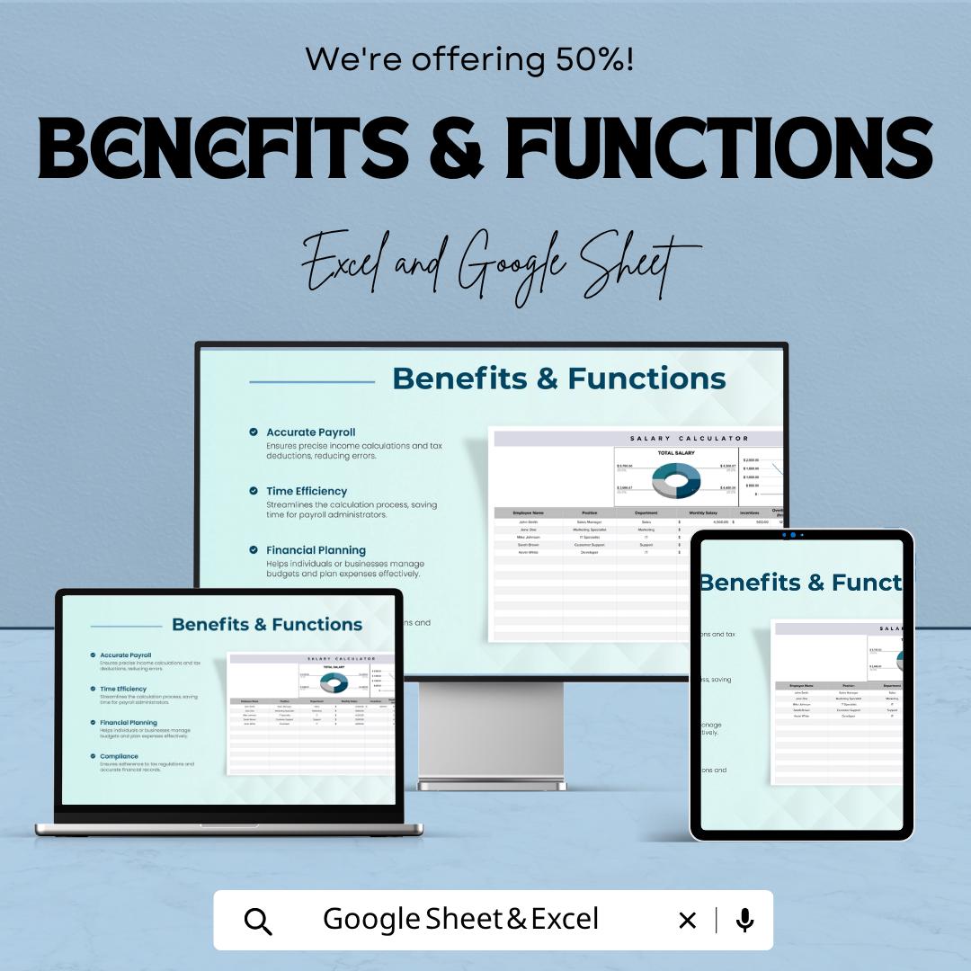 Salary Calculator Template | Payroll Calculator Spreadsheet | Employee Salary Sheet | Monthly Salary Tracker | Payroll Management Template