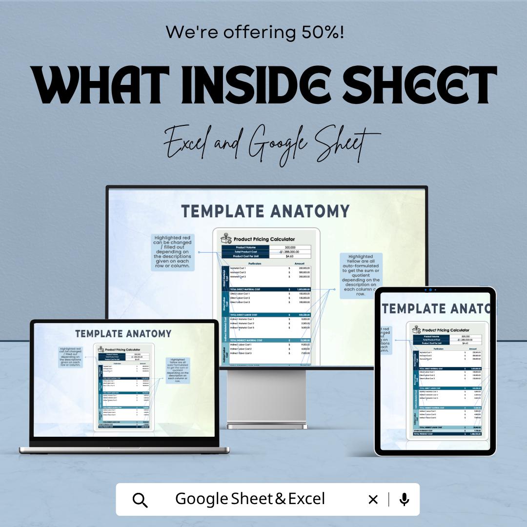 Product Pricing Calculator Template | Cost Per Unit Calculator | Business Pricing Sheet | Profit Margin Tracker | Cost Analysis Tool