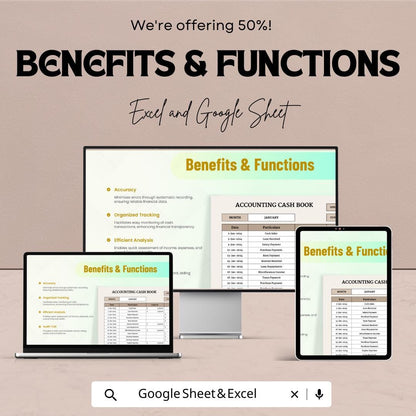 Accounting Cash Book Template | Simple Cashbook Tracker | Income & Expense Spreadsheet | Small Business Finance Template