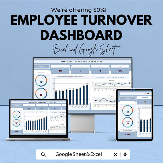 Employee Turnover Dashboard | Google Sheet for HR Analytics | Track Employee Retention & Metrics | Real-Time Employee Data Analysis |
