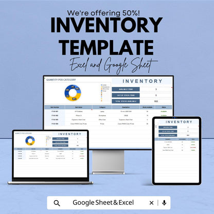 Inventory Template | Stock Tracker | Product Management Spreadsheet | Small Business Inventory Log | Stock Control Sheet
