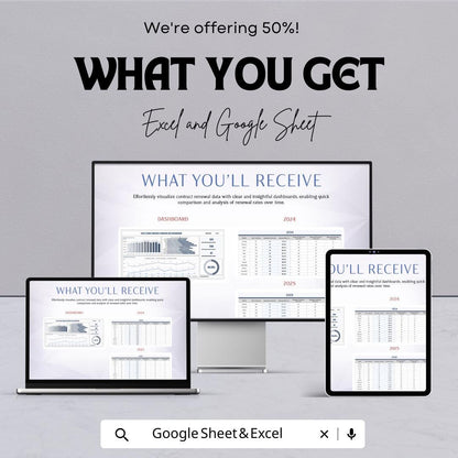 Sales Yearly Contract Renewal Rate Dashboard Template | Sales Analytics & Performance Tracker | Business Renewal Report Template