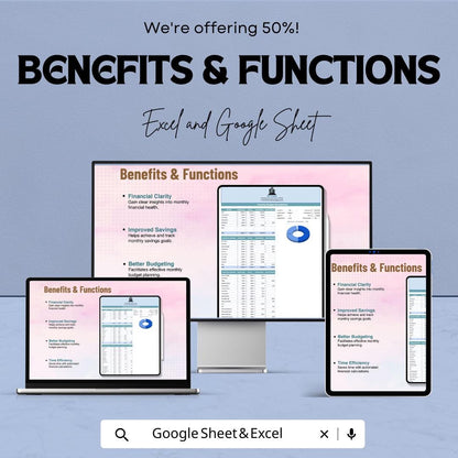 Monthly Budget Spreadsheet Template | Income & Expense Tracker | Financial Planner | Budget Template