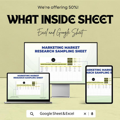 Marketing Market Research Sampling Sheet Template | Data Collection Template | Market Research Tracker | Participant Sampling Form