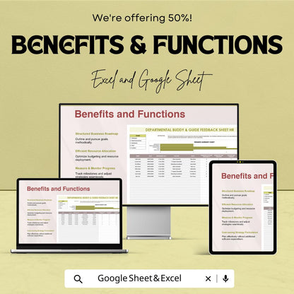 Departmental Buddy & Guide Feedback Sheet HR Template | Employee Onboarding Feedback | Excel and Google Sheets