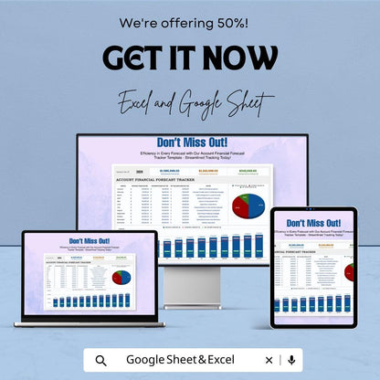 Account Financial Forecast Tracker Template | Financial Projection Tool | Budget Forecast Spreadsheet | Business Finance Template