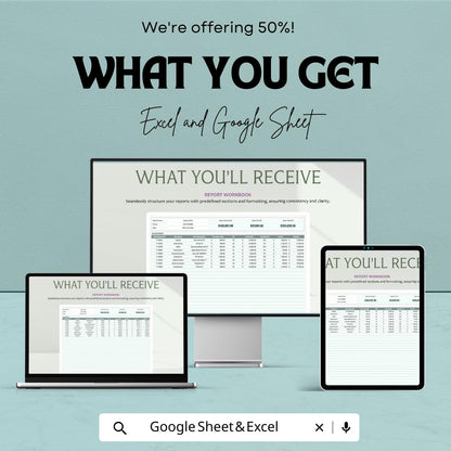 Report Workbook Template | Business Report Sheet | Data Analysis Tracker | Financial Summary Planner | Editable Spreadsheet