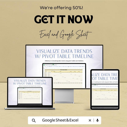 Pivot Table Timeline Sheet | Google Sheets | Data Trends Dashboard | Automated Pivot Report | Sales & KPI Tracker | Editable Template