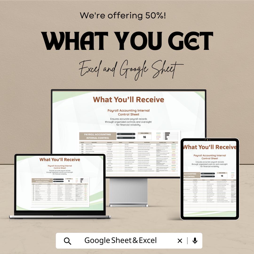 Payroll Accounting Internal Control Template | Payroll Control Sheet | Payroll Compliance Template | Internal Control Spreadsheet
