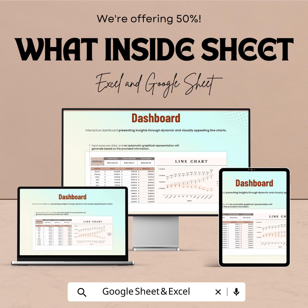 Dynamic Line Chart Sheet - Google Sheet | Visual Data Insights | Trend Analysis, Financial Chart Template, Sales Chart, Profit Tracker