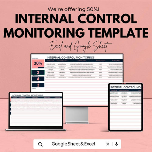 Internal Control Monitoring Template | Control Assessment Tracker | Compliance Review Log | Audit Monitoring Spreadsheet