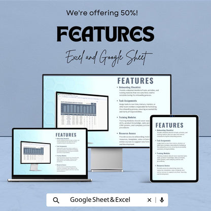 Sales Onboarding Checklist Tracker Template | Excel & Google Sheets | New Hire Sales Training Tracker | Employee Onboarding Dashboard