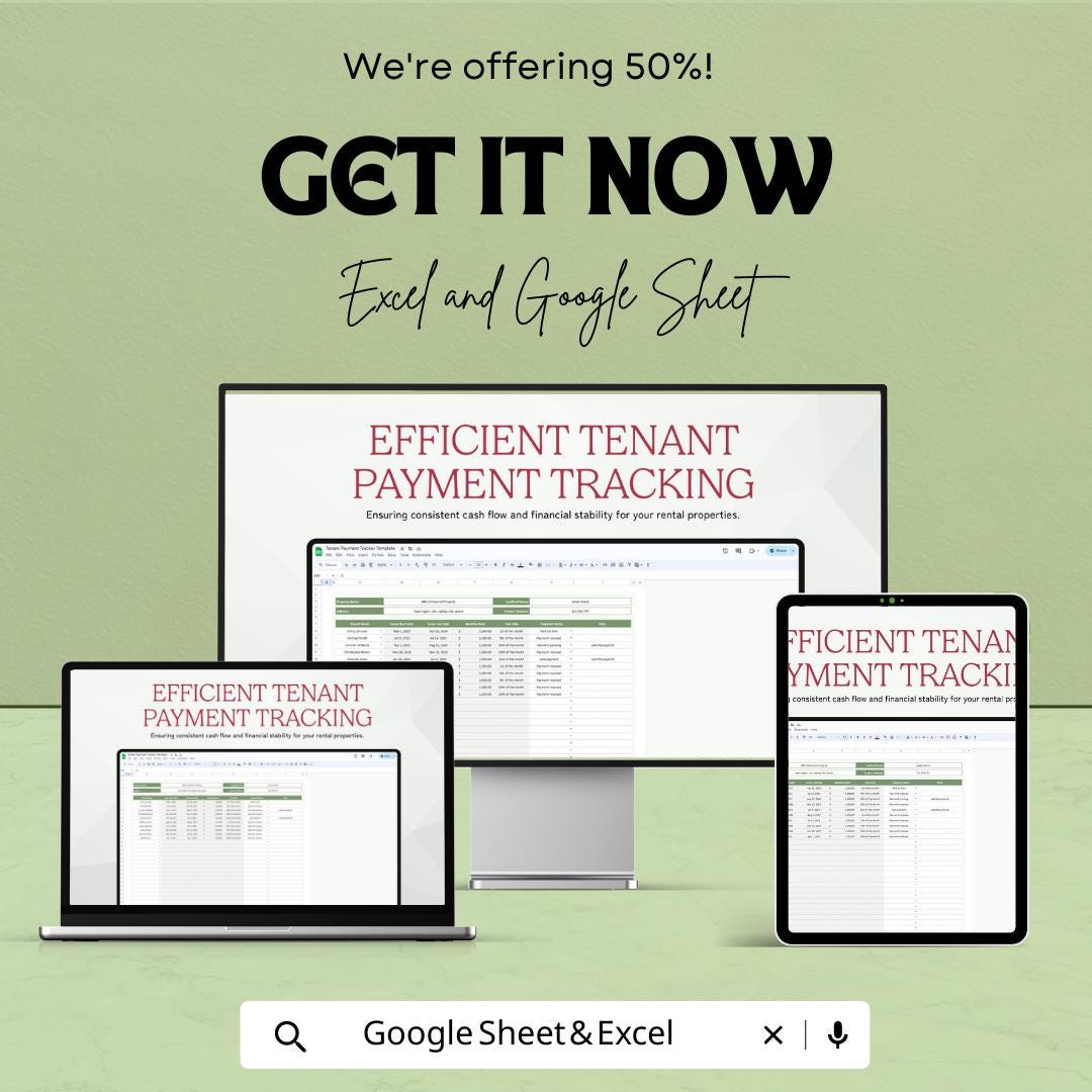 Tenant Payment Tracker Template | Rental Income Spreadsheet | Landlord Rent Tracker & Property Management Sheet
