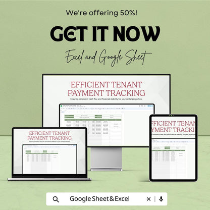 Tenant Payment Tracker Template | Rental Income Spreadsheet | Landlord Rent Tracker & Property Management Sheet