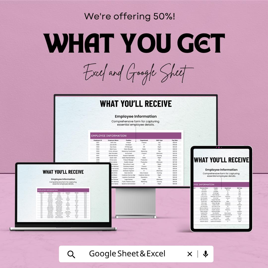 Attendance Tracker Excel Template | Employee Attendance Sheet | Staff Attendance Tracker | Google Sheets Attendance Log