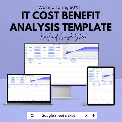 IT Cost Benefit Analysis Template | Google Sheets & Excel Financial Model | Project ROI Calculator | Business Cost Benefit Spreadsheet