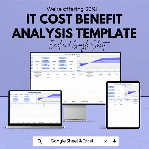 IT Cost Benefit Analysis Template | Google Sheets & Excel Financial Model | Project ROI Calculator | Business Cost Benefit Spreadsheet