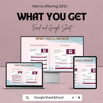 Marketing Campaign ROI Template | ROI Calculator Spreadsheet | Ad Spend Tracker | Marketing Analytics Template | Business ROI Sheet
