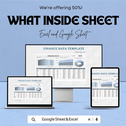 Finance Data Sheet | Google Sheet Template | Financial Analysis and Budget Tracking | Income & Expense Spreadsheet | Monthly Finance Tracker