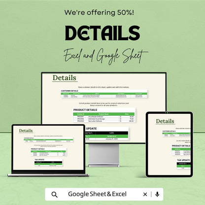 IT Sales Tax Report Template Excel | Sales Tax Tracker Spreadsheet | Invoice Tax Calculator | Business Tax Log Sheet | Google Sheets