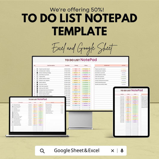 To Do List Notepad Template | Daily Planner Notepad | Task Checklist Template | Printable To Do List | Productivity Planner | PDF Digital