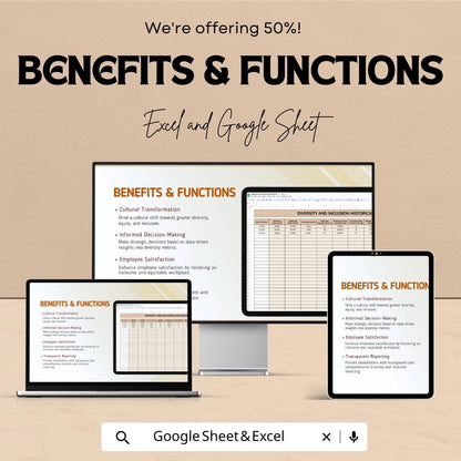Diversity and Inclusion Scorecard HR Sheet | Excel & Google Sheets Template for Measuring Workplace Diversity